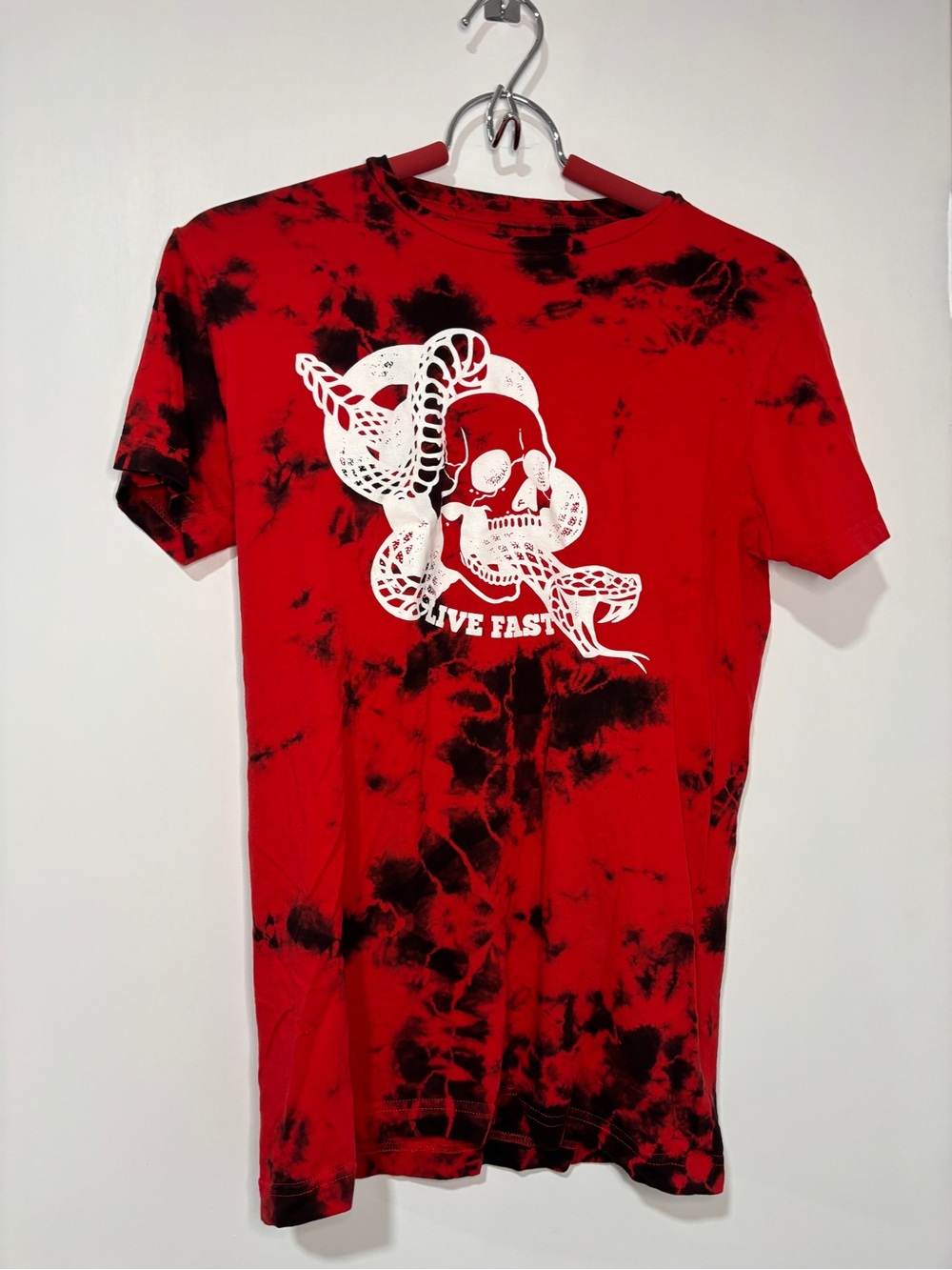 FA Red and Black Tie-Dye Skull & Snake Graphic Tee - Men